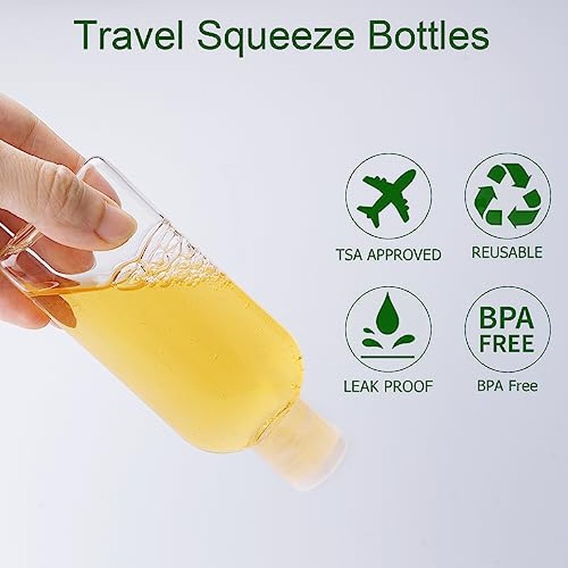 Kitchen GIMS Travel Size Containers Plastic Travel Bottles Leak Proof Squeeze Bottles with Flip Cap TSA Approved 3.4oz/100ml Travel Bottles for Toiletries, Shampoo, Conditioner & Lotion (5 Pack)