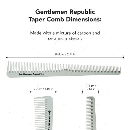 Gentlemen Republic Taper Comb for Fades, Blending and Men Hair Cuts – Soft Round Tips, Soft Touch, Strong Teeth with Strong Body – Made for Barbers, at-home Grooming and Styling