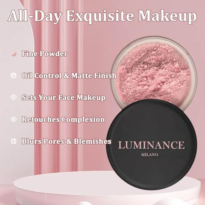 LuminousMilano Powder, LuminousMilano Pink Powder, Blurring Setting Powder, Pink Setting Powder Loose Blurring, Pink Setting Powder Blurring, Blurring Powder for All Skin Tones (1)