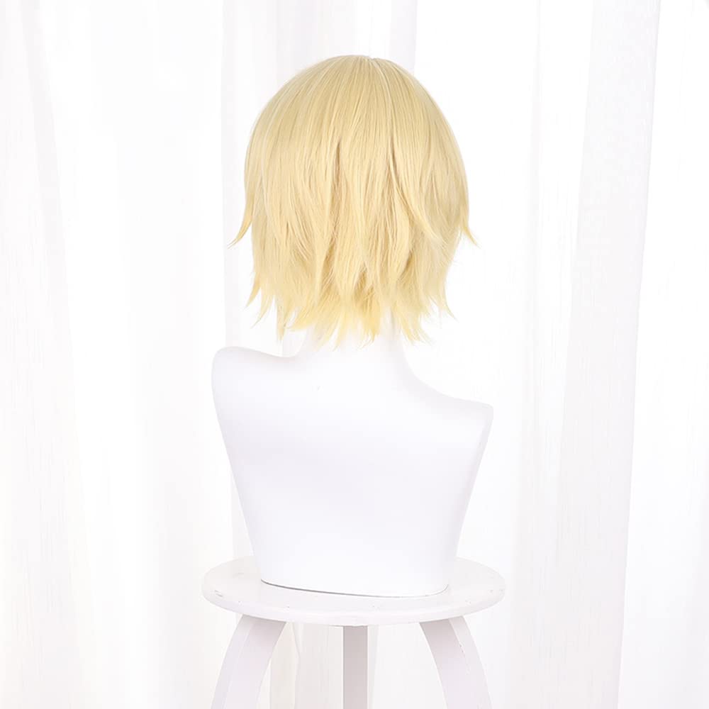 Mystylecos Genshin Impact Dainsleif Cosplay Wig Short Blond Heat Resistant Synthetic Wig