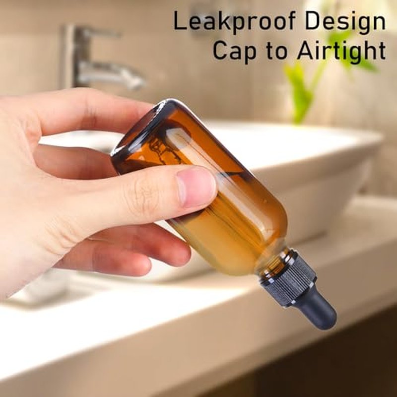 Bumobum Dropper Bottle 2 oz, 10 Pack Glass Eye Dropper Bottles with Labels and Funnel, Tincture Bottle with Measured Dropper - Leakproof Essential Oils Bottles