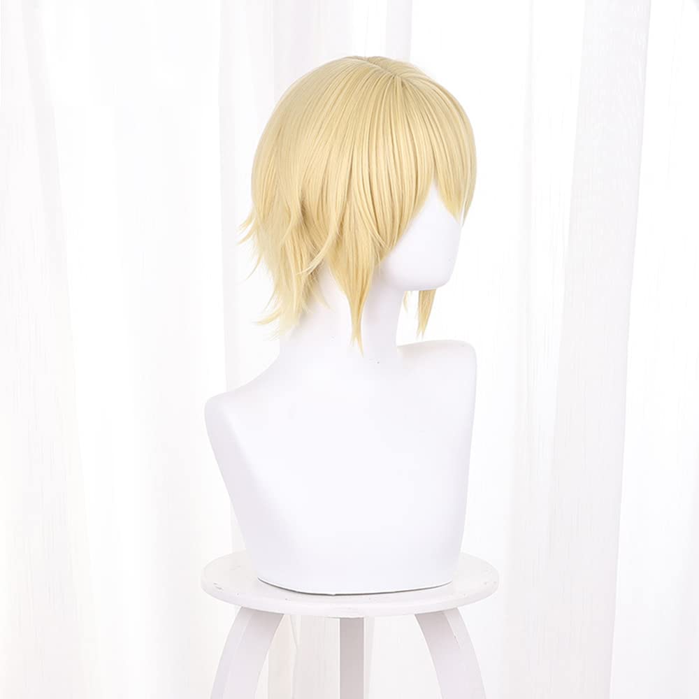 Mystylecos Genshin Impact Dainsleif Cosplay Wig Short Blond Heat Resistant Synthetic Wig