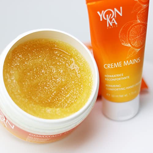 Yon-Ka Mandarin Sugar Scrub | Exfoliating Body Scrub with Brown Sugar and Sunflower Oil | Gentle Natural Ingredients Hydrate and Moisturize Dry Skin | Sweet Orange and Citrus Scent | 7.05 oz