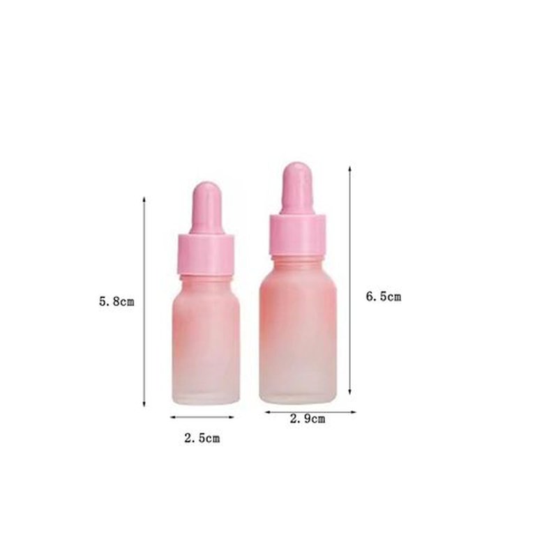 YORROR 10 Pcs 10ml Glass Dropper Bottle,Empty Refillable Gradient Pink Dropper Bottle Travels Bottle for Essential Oils,Aromatherapy,Perfume,Cosmetic, Laboratory