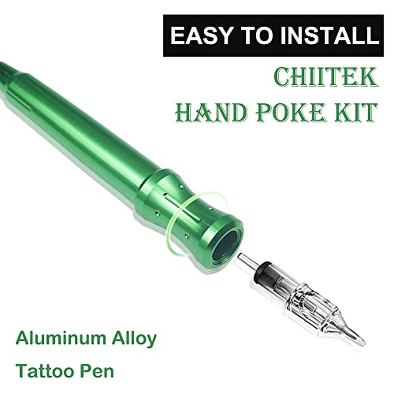 Chiitek Handpoke Manual Tattoo Kit 20PCS Tattoo Cartridge Needles,Tattoo Pen Kit Tattoo Supplies for Tattoo Artist Black
