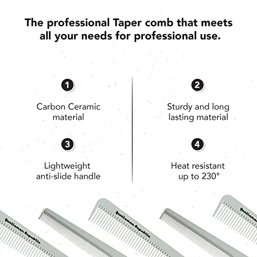 Gentlemen Republic Taper Comb for Fades, Blending and Men Hair Cuts – Soft Round Tips, Soft Touch, Strong Teeth with Strong Body – Made for Barbers, at-home Grooming and Styling