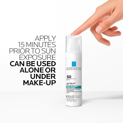 La Roche Posay Anthelios UV Clear Sunscreen SPF 50, Daily Sunscreen for Face with Azelaic Acid, Broad Spectrum Invisible SPF Protection for Acne and Rosacea Prone Skin