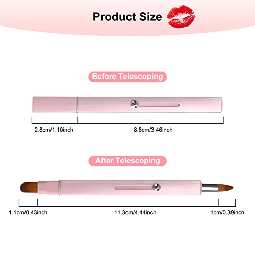 Unaone Retractable Lip Brush for Lipstick, 2 Pieces Double-ended Lip Applicator with Cap, Portable Lip Liner Brush Lip Gloss Eyeshadow Smudge Concealer Brush (Black/Gold)