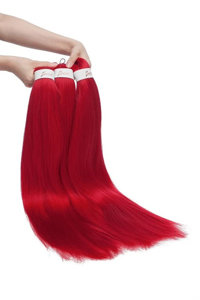 Pre-Stretched Braiding Hair Extensions Hot Water Setting Braiding Hair Easy Braid Crochet Hair Professional Itch Free Synthetic Fiber Soft Yaki Texture Braids hair 26In (4 Bundles,RED)