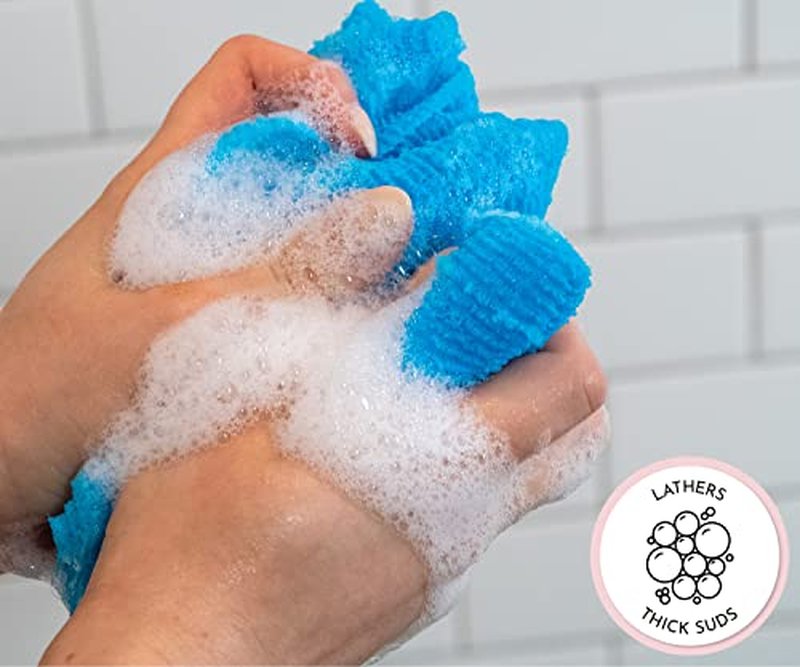 S&T INC. Back Scrubber for Shower, Exfoliating Body Scrubber or Bath Exfoliating Towel for Skin Care, 11.8 Inches x 35.4 Inches, Assorted Pink, 3 Pack