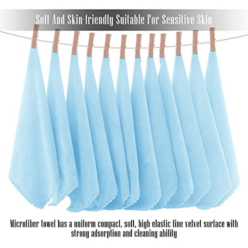TENSTARS 12 Pack Premium Washcloths Set - Quick Drying- Soft Microfiber Coral Velvet Highly Absorbent Wash Clothes - Multipurpose Use as Bath, Spa, Facial, Fingertip Towel (Aquamarine)