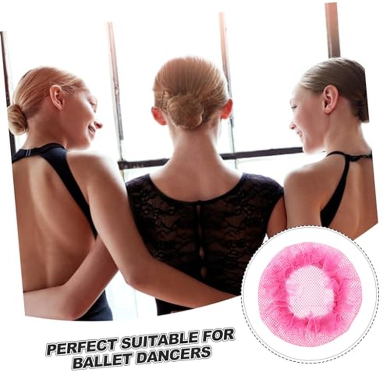 OHPHCALL 5pcs Set Bun Nets Ballet Hairnets for Dance Buns Hairnet for Bun Hairnets for Women Hair Bun Donut Tools for Women Elastic Hairnets Hair Net Dancing Hair Bun Net Rosy