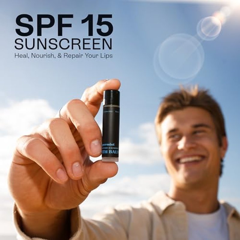 STEALTH BALMS Organic Mint Lip Balm - SPF 15 Sun Protection - Moisturizing Lip Balm - Includes Spearmint, Peppermint, and Eucalyptus Mint Lip Balms - Chapstick to Smooth Chapped Lips, Gifts for men