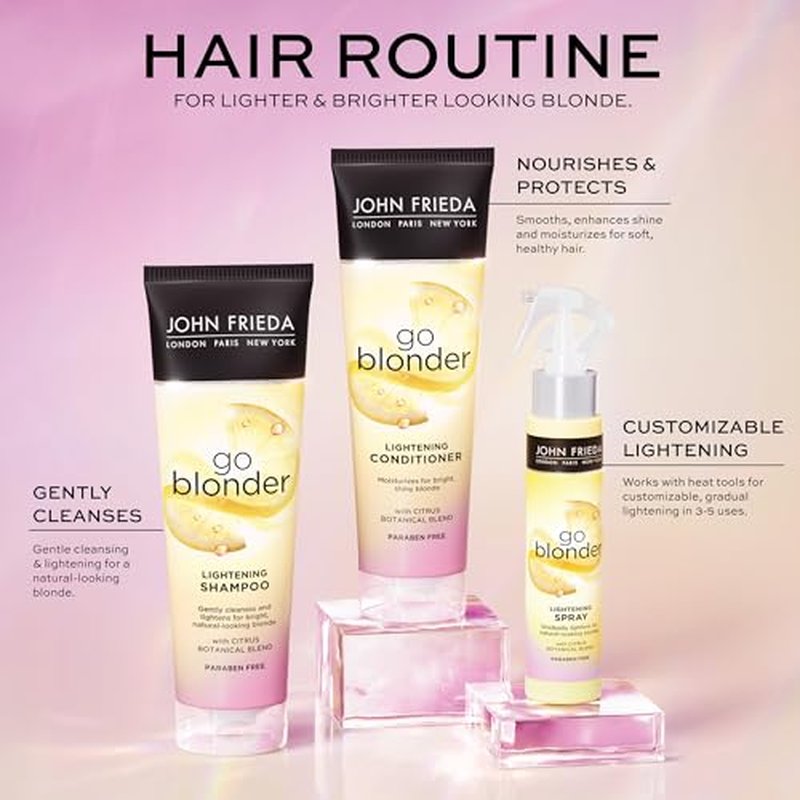 John Frieda Go Blonder Lightening Shampoo for Blonde Color-Treated Hair, free of Paraben, Phthalate, Silicone, Ammonia, Cruelty 8.3 oz Bottle Vegan (Pack of 2)
