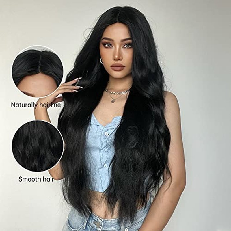 MAGQOO Green Wig for Women Girls Emerald Green Wig Long Curly Wavy Green Wigs Middle Part Heat Resistant Hight Density Synthetic St.Patrick's Day Wigs (Green)