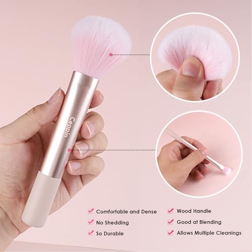 Ceppin Professional Makeup Brushes 10Pcs, Premium Synthetic Make Up Brush Set, Powder Foundation Contour Blush Concealer Eye Shadow Blending Liner Makeup Brush Kit (Pink)
