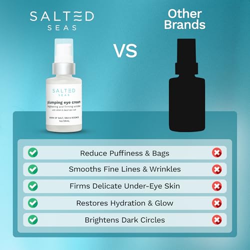 Plumping Eye Cream ? Made in USA - Hydrating, Firming, Brightening Under Eye Treatment for Dark Circles, Puffiness & Fine Lines ? Anti-Aging Skincare with Ocean Minerals & Hyaluronic Acid