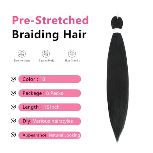 Pre Stretched Braiding Hair 26 inch 350# Braiding Hair for Black Women 8Packs Crochet Boho Braiding Hair Non Toxic (26 Inch(8packs), 350#)