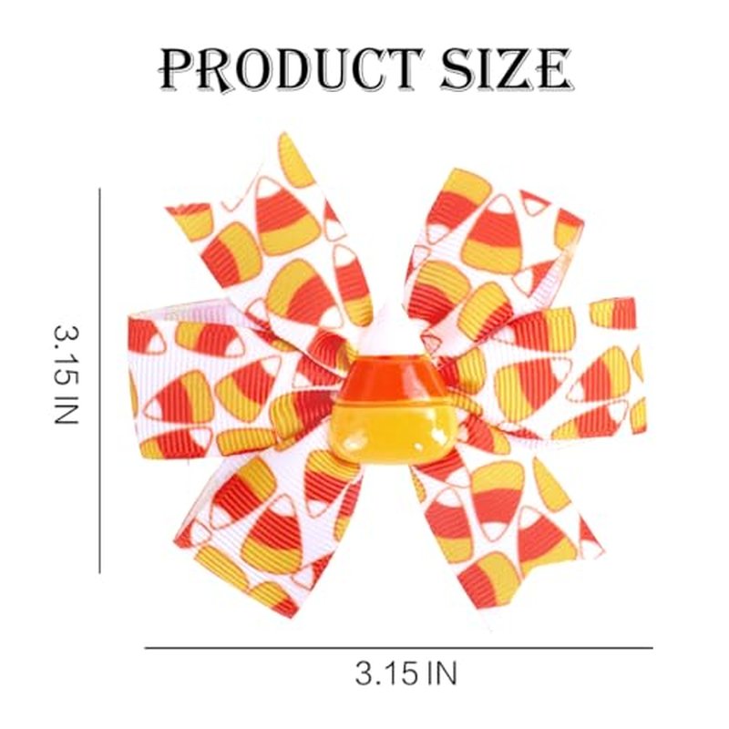 Happy Thanksgiving Hair Bows - Fall Candy Corn Hair Clips for Girls Kids Toddlers Teens Handmade Grosgrain Hair Bow Clips Hair Barrettes Hair Accessories for Autumn Fall Thanksgiving Decor