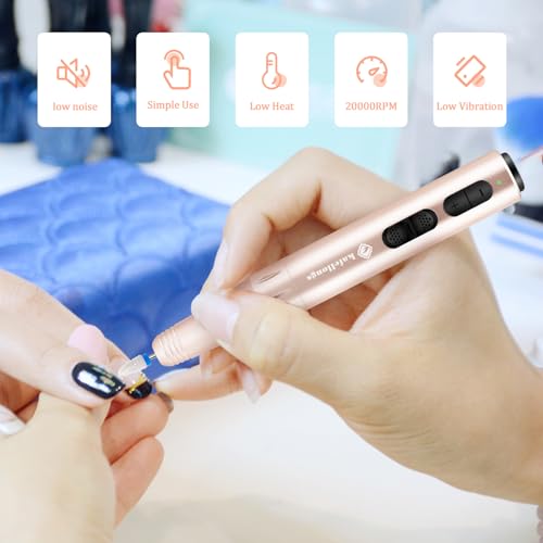 Cordless Electric Nail Drill Electric Nail File and buffers Gel Nail Polish Women Professional Manicure Machine, Acrylic Nail kit Gel dip Powder Nail kit Nail Tips Gold