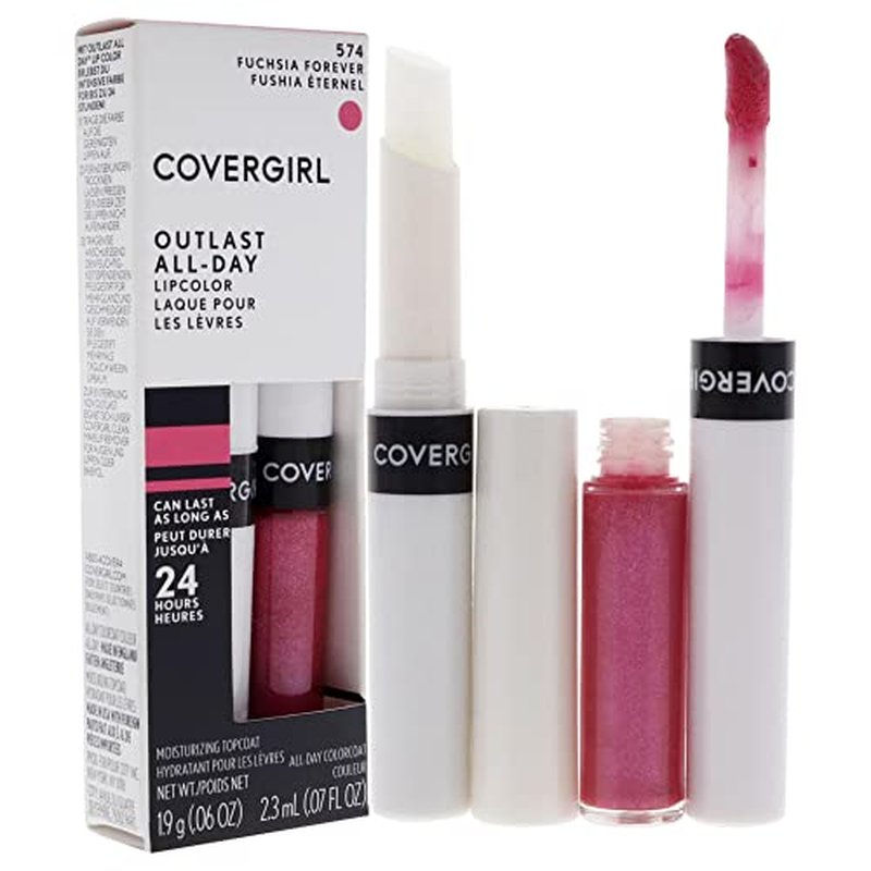 COVERGIRL Outlast All-Day Lip Color With Topcoat, Fuchsia Forever (Pack of 2)