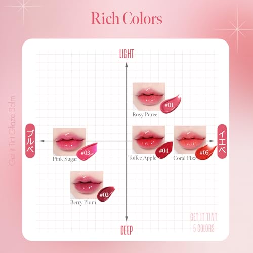 TONYMOLY Get It Tint Glaze Balm, Hydrating & Plumping Tinted Lip Balm, Glow Lip Gloss with Glossy Finish, Korean Lip Crayon, 01 Rosy Puree