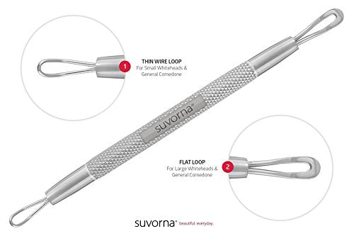 Suvorna White Head Remover for face Tool - Whitehead Extractor Tool - Nose Whitehead Remover Tool - Double Loop Whitehead Remover for face - White Head Remover for Nose