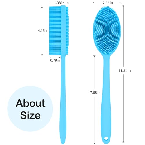 MateeyLife Silicone Body Scrubber Exfoliator with Handle, Gentle Back Scrubber for Shower, Shower Brush for Body, Bath Back Brush for Shower, Silicone Loofah Body Scrubber, Bath Scrubber for Body