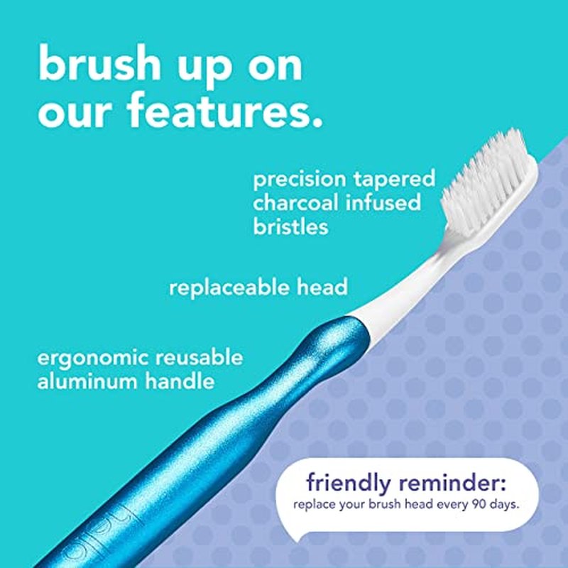 hello Manual Adult Charcoal Toothbrush Replacement Head Refills, Soft Tapered Bristles, BPA Free, 2 count, 4 Toothbrush Refill Heads