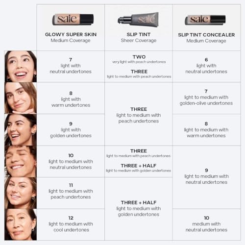 Saie Glowy Super Skin Tint Liquid Foundation - Weightless + Dewy Foundation with Lightweight Medium Coverage - Hydrating Face Makeup + Skin Care Serum Hybrid with Hyaluronic Acid - Shade 10 (1.01 oz)
