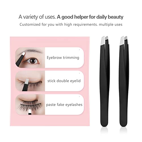 Tweezers Set, High Precision Stainless Steel Eyebrow Tweezers for Facial Hair, Inward Growing Hair and Splinter Remover Kit, Suitable for Women and Men, 4-Piece Set. (Blue)