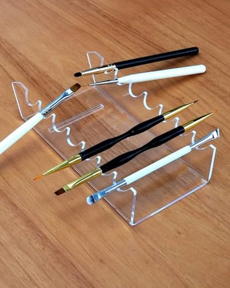 BlingTrail Acrylic Makeup Brush Holder for Vanity, Unique Office Desk Accessories For Women Aesthetic, Pen Display Stand Holder, Makeup Brush Drying Rack, Make Up/Hair/Paint Brush Holder, Clear