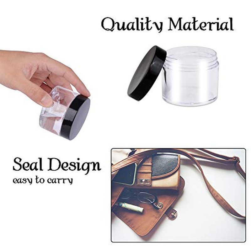 20PCS 2 oz Clear Plastic Round Slime Containers,Clear Slime Container with Black Lids,Empty Plastic Storage Jars for Slime,Cosmetic,Cream,Paint,Jewelry