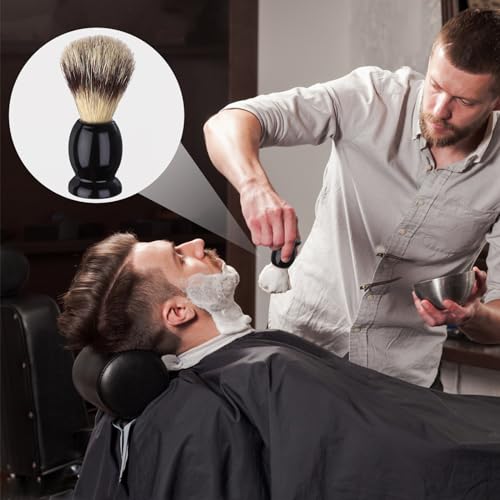 7Pcs Men Shaving Brushes Wood Handle, Professional Salon Tools Hand Crafted Shaving Brush Wood Handle Shave Brushes Handmade Pure Badger Hair Brush for Men Beard