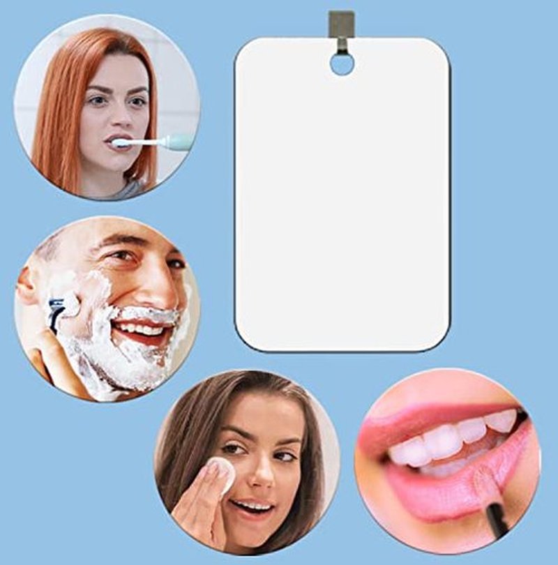 Shower Mirror Shaving Mirror Acrylic Mirror Small Mirror Travel Makeup Mirrors Bathroom Mirror Wall Hanging Plastic Mirror for Women Men 11" x 7.48" with 1 Adhesive Hooks