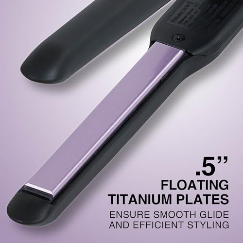 Remington 1/2" Flat Iron, Hair Straightener with Anti-Static Technology, 15-Second Heat Up & 60 Minute Auto Shut Off, 30% Longer Ceramic Floating Plates, Titanium + Ceramic Coating