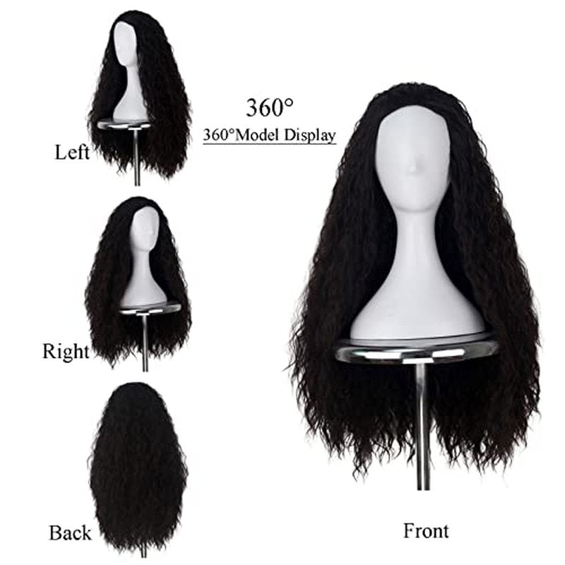Yan Dream Long Wavy Wig Synthetic Natural Frizzy Dark Brown Hair Wig Movie Cosplay Costume Halloween Wigs Daily Replacement Wig Women Girls Men Wig