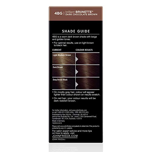 John Frieda Precision Foam Colour, Dark Chocolate Brown 4BG, Full-Coverage Hair Color Kit, Anti-Fade Gray Coverage, Deep Color Saturation Hair Dye, 1 Application