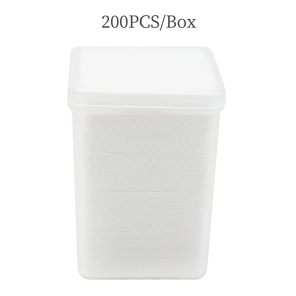 200 PCS Lint Free Nail Wipes, Non-Woven Fabric Dry Nail Prep Pads, Nail Polish Remover Wipes Lash Extensions Glue Nail Cleaning Pads for Salon Supplies (White)