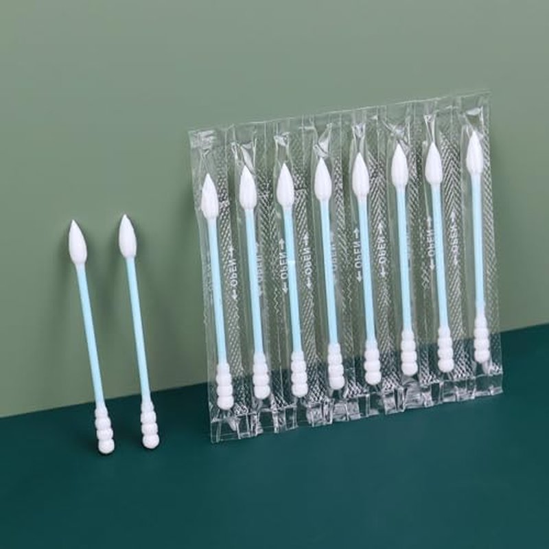 300 Count Individually Wrapped Cotton Swabs, Travel Cotton Swabs, Cotton Stick, Spiral Pointed Cotton Swab, Individually Wrapped Spiral Pointed Swabs for Ear,Makeup,Clean (Blue)