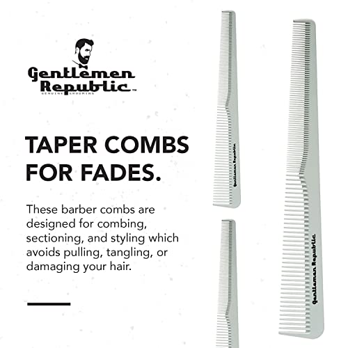 Gentlemen Republic Taper Comb for Fades, Blending and Men Hair Cuts – Soft Round Tips, Soft Touch, Strong Teeth with Strong Body – Made for Barbers, at-home Grooming and Styling