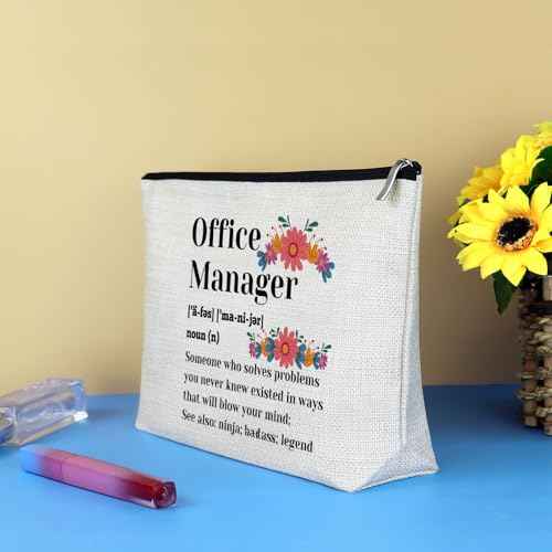 Office Manager Gift Makeup Bag Manager Leader Appreciation Gifts for Women Cosmetic Bag Retirement Boss Day Birthday Gifts for Coworkers Boss Lady Supervisor Farewell Promotion Gift Makeup Pouch