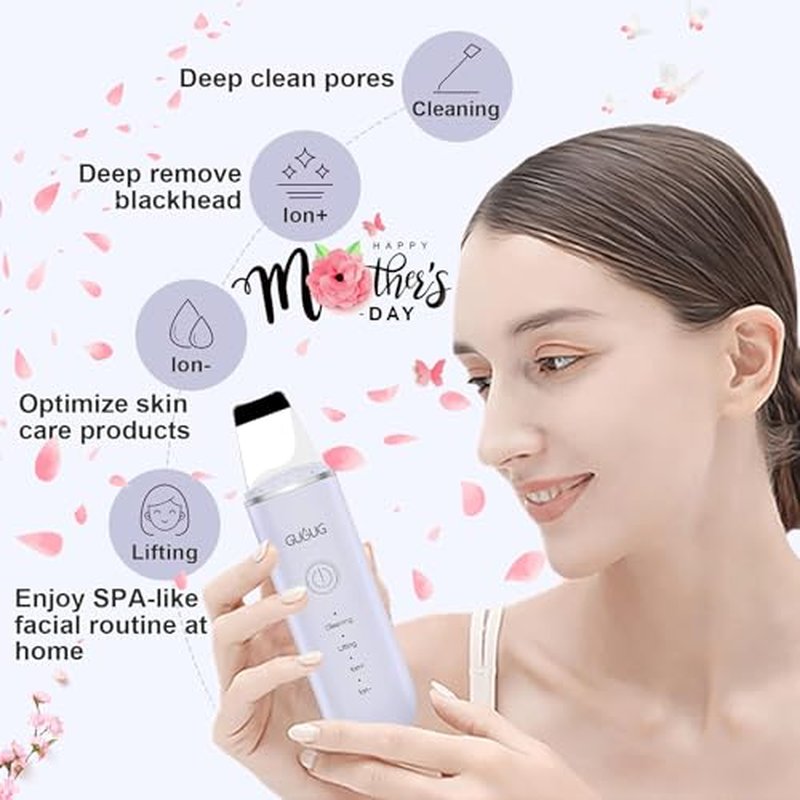 GUGUG Skin Scrubber Face Spatula Skin Spatula Pore Cleaner Blackhead Remover Tools for Facial Deep Cleansing-4 Modes, Purple