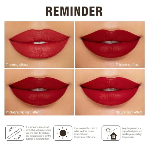 MAKI YIKA Orange Lipstick for Women Color Stay Long Lasting Lipsticks, No Smudge Matte Liquid Lipstick Transferproof Cruelty-Free Lip Color, Orange Red