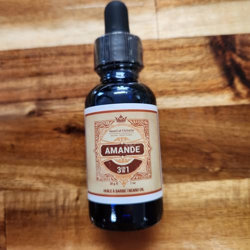 HENRI ET VICTORIA Beard Oil Amande Fragrance | Canadian Made by Skilled Artisan | Moisturizing, Non-Greasy, Natural Ingredients