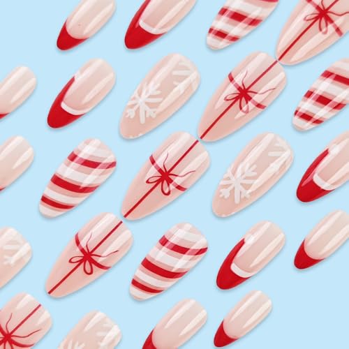 Black Press On Nails Almond Medium Rose Flower Fake Nails with Rhinestone Designs Glitter Nail Tips Full Cover Artificial Acrylic Nails Press Ons Winter Fall Floral Glue Stick On Nails for Women 24PCS