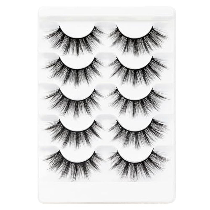 Veleasha Lashes Cat Eye Lashes Faux Mink Lashes 100% Handmade Natural Look Fake Eyelashes Lightweight Fluffy False Eyelashes 5 Pairs Pack (54)