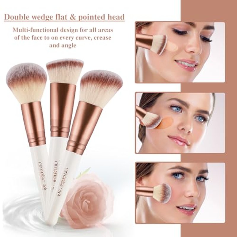 OMANIAC Makeup Brushes Set (15Pcs), Premium Synthetic Powder Concealers Eye Shadows Blush Professional Make Up Brushes Set, Perfect Birthday Gifts for Women.(Pink)