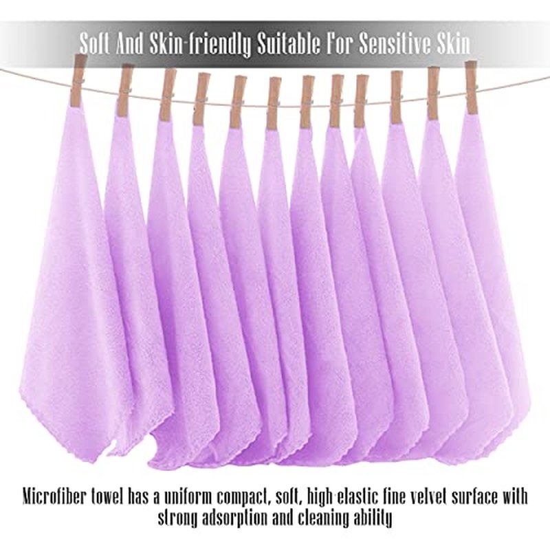 TENSTARS 12 Pack Premium Washcloths Set - Quick Drying- Soft Microfiber Coral Velvet Highly Absorbent Wash Clothes - Multipurpose Use as Bath, Spa, Facial, Fingertip Towel (Purple)