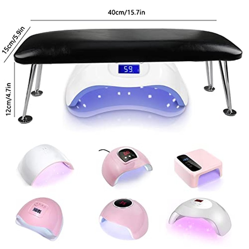 BQAN Nail Arm Rest, Arm Rest for Acrylic Nails with Non-slip, Professional Microfiber Leather Hand Rest Nail Table Desk Manicure Pillow Cushion for Nail Salon Use (Black)